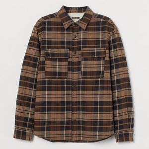 Sherpa lined brown plaid jacket